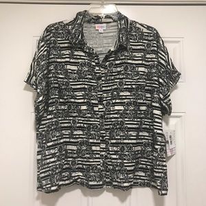 Lularoe Amy - Black Cream Floral Stripe - HTF 🦄